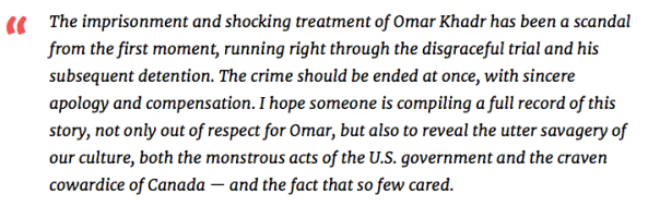 quote Chomsky on Omar Khadr