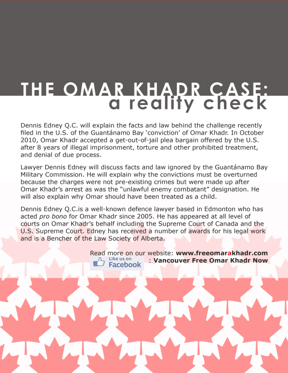 text back handout Omar Khadr Case a Reality Check