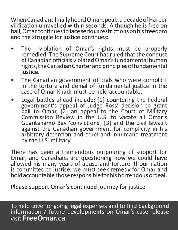 Omar Khadr TIFF Toronto Handout.indd